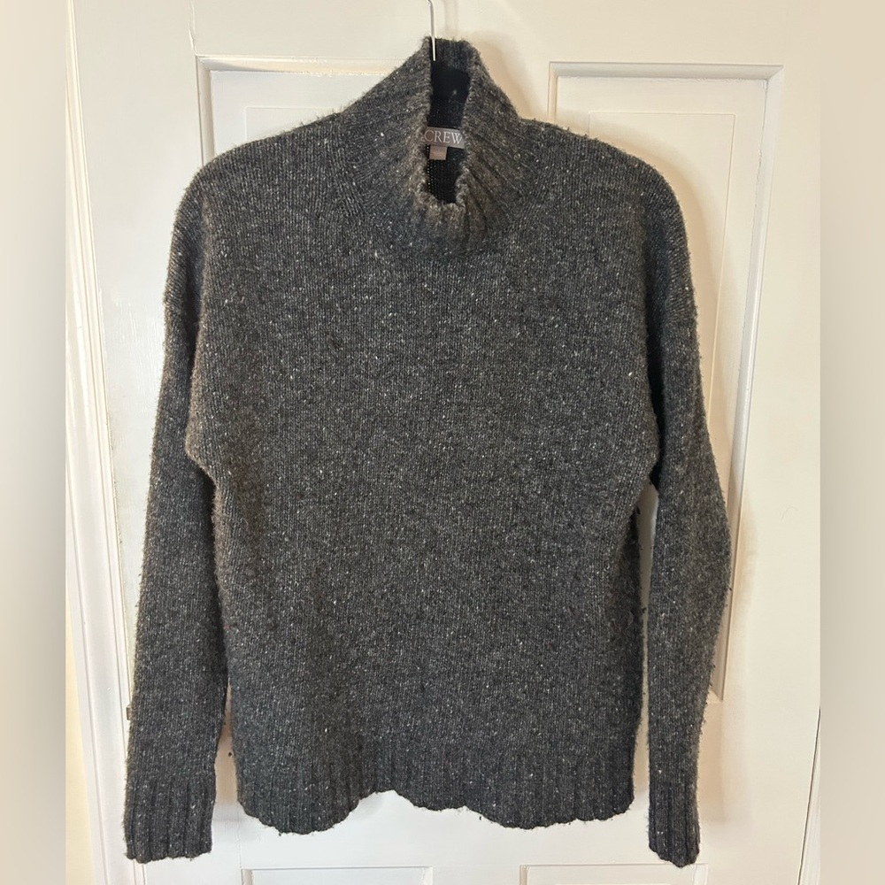 J. CREW GRAY MERINO WOOL ALPACA BLEND MOCK NECK SWEATER SIZE SMALL
